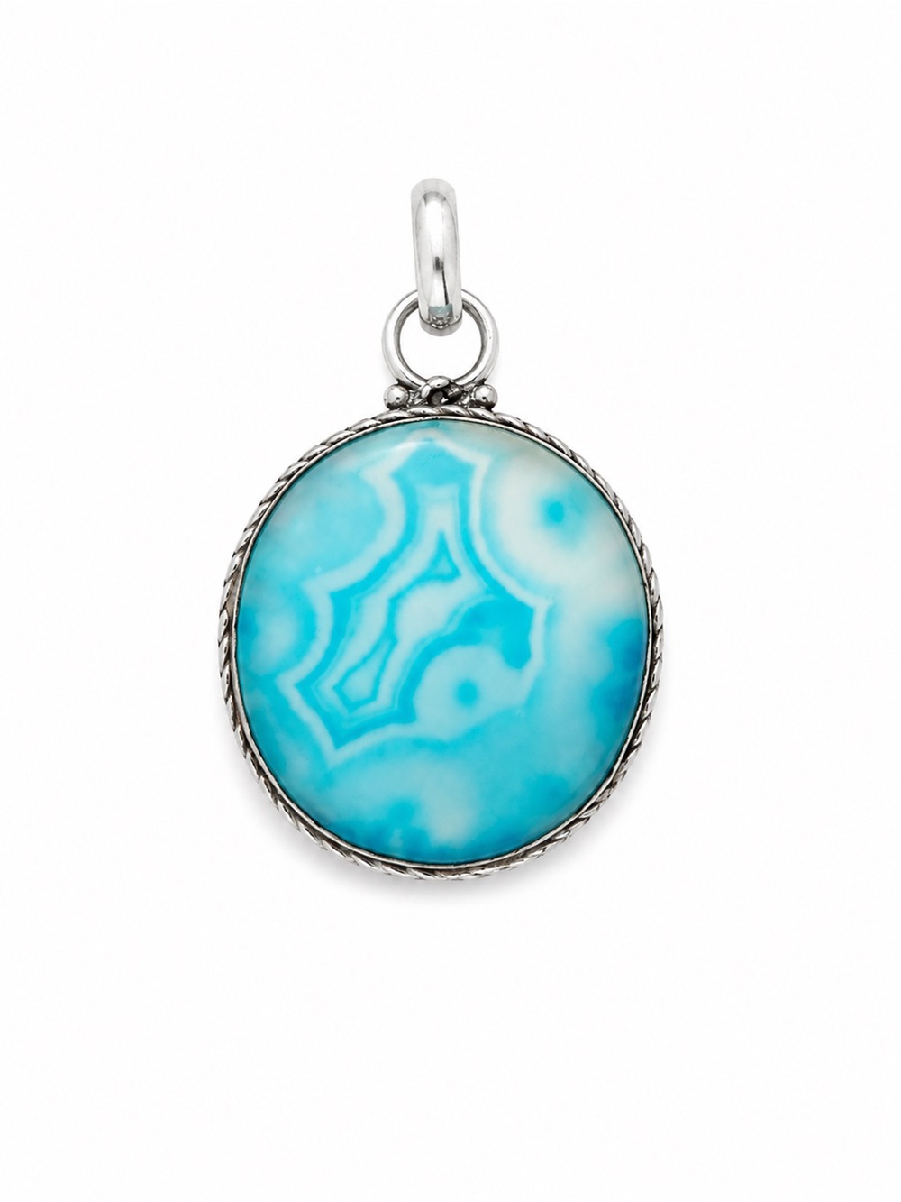 Turquoise Patterned Round Pendant - Women Jewelry